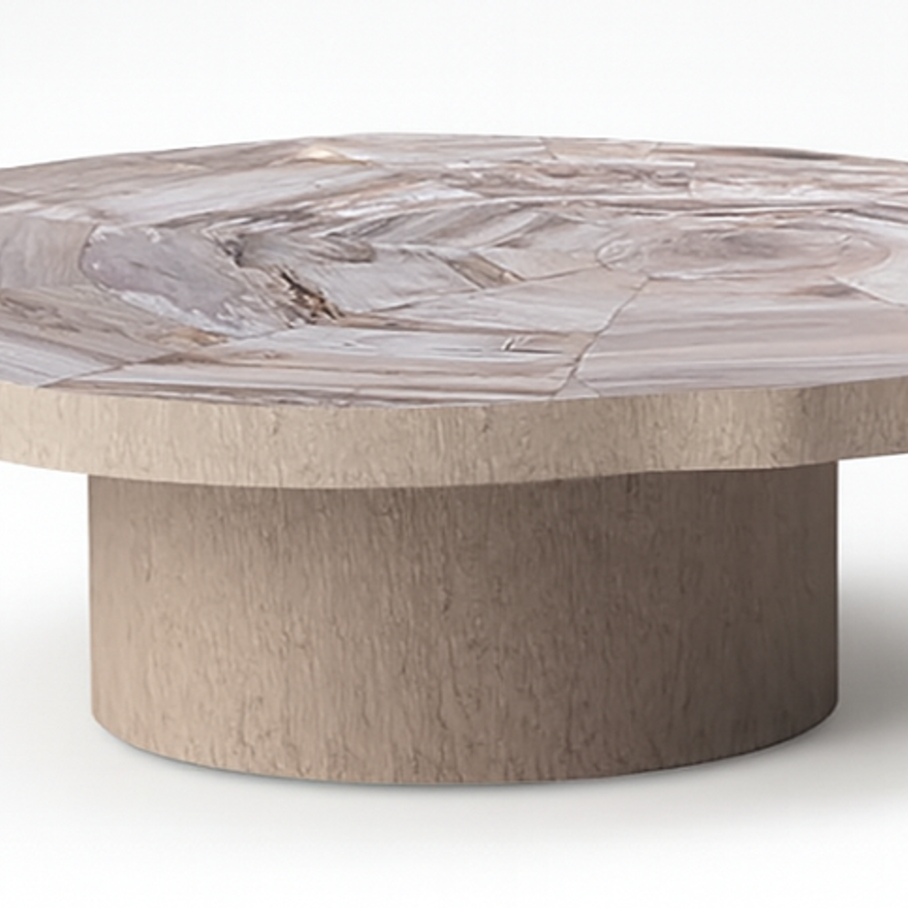 Manipa salontafel versteend hout 70x70 cm lichte kleur