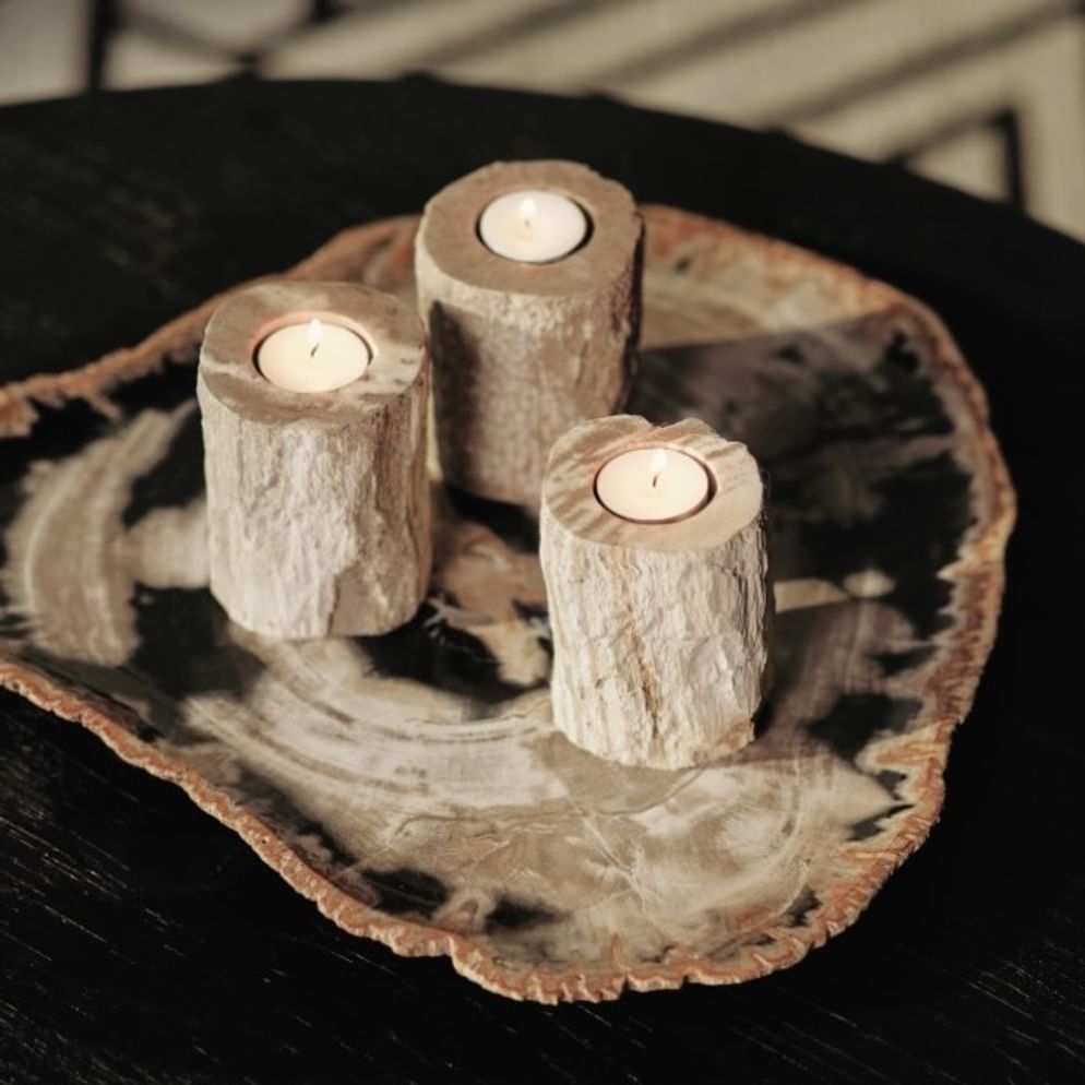 Lahat candle holder petrified wood