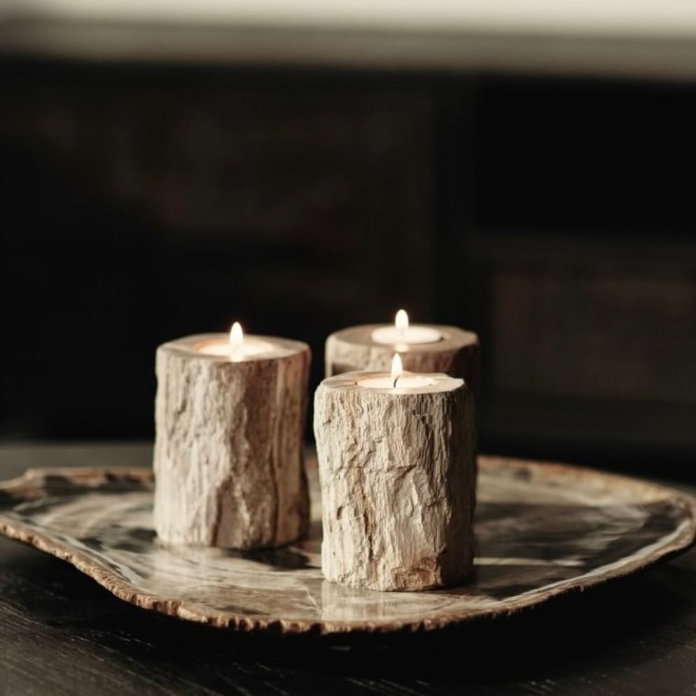 Lahat candle holder petrified wood