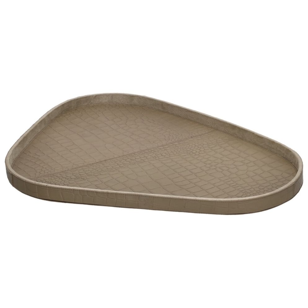 Tray Sophie Taupe Croco leer L - Organisch 48x40cm