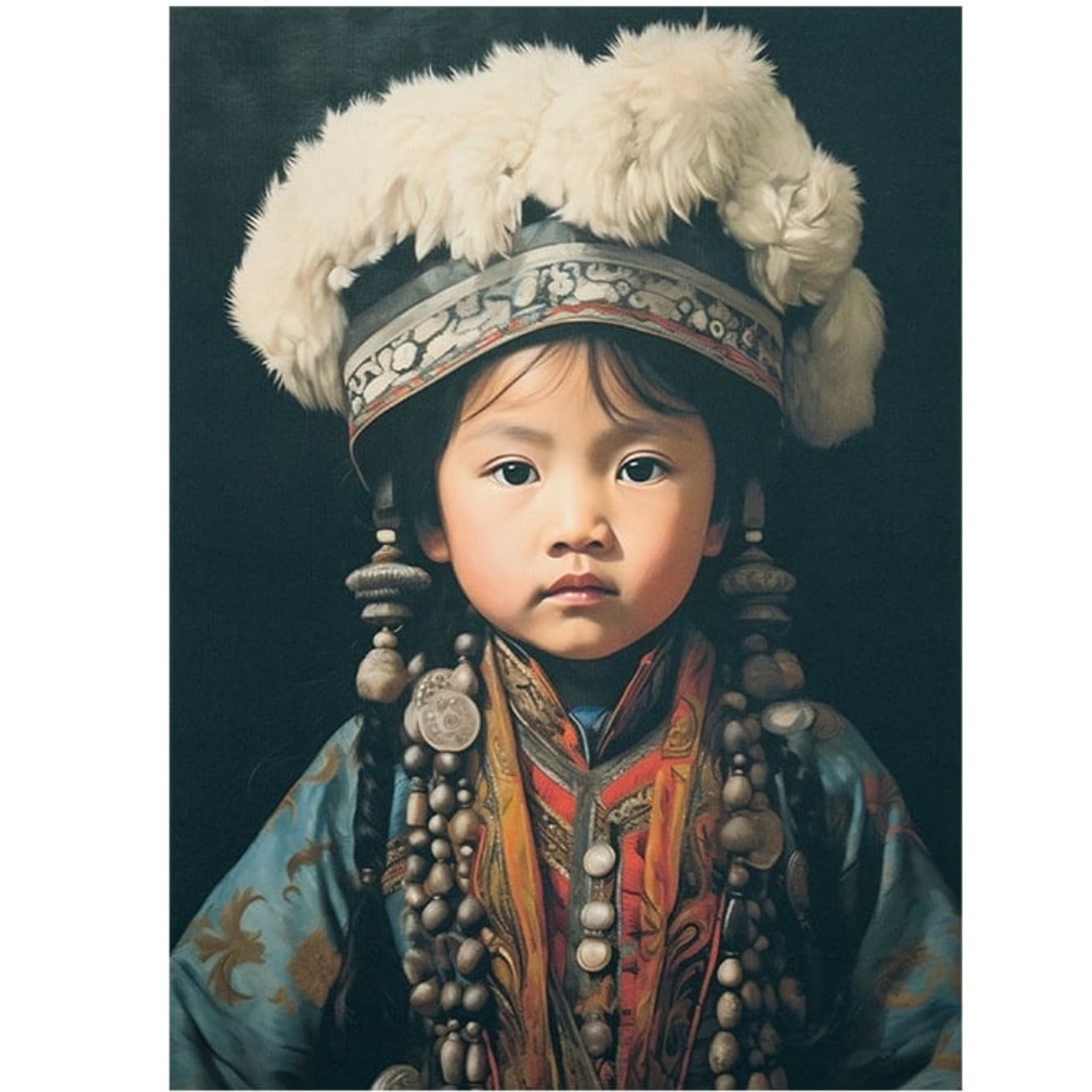 Traditional Child 1 Large - wanddoek in frame