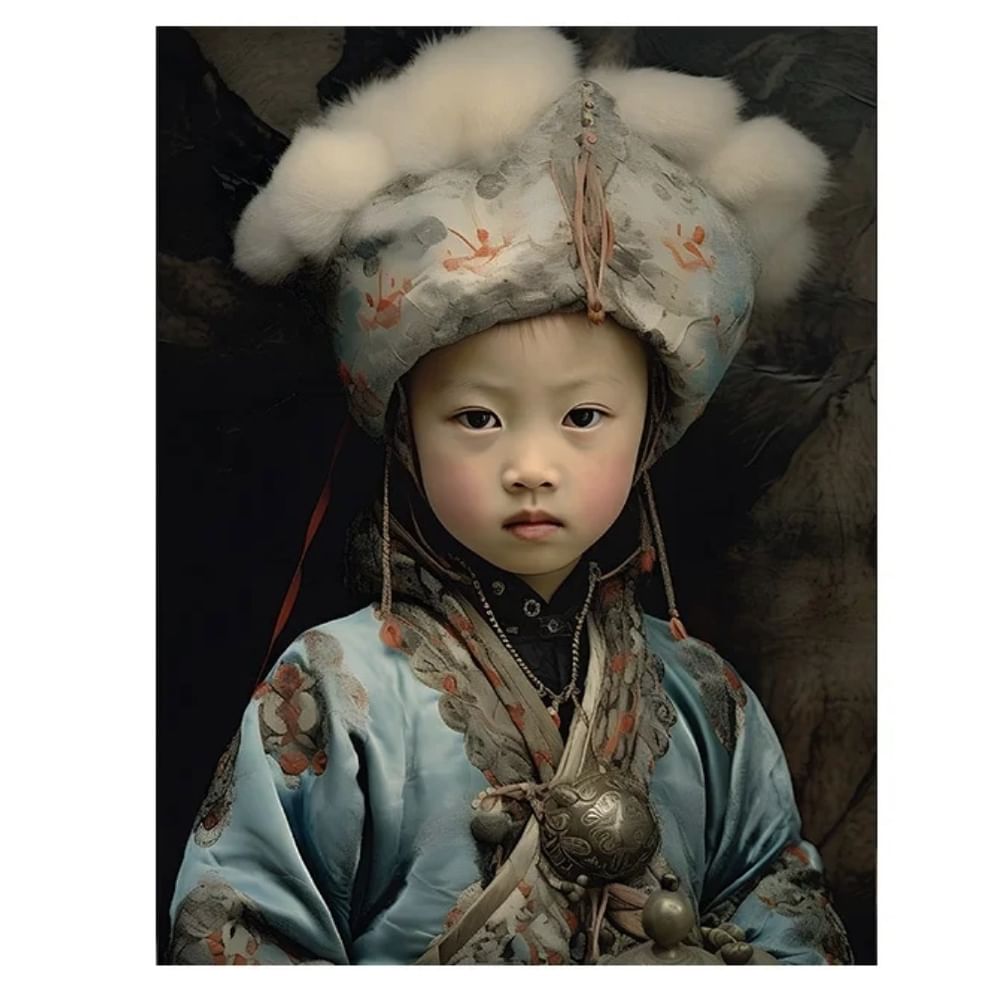 Traditional Child 2 Large - wanddoek in frame